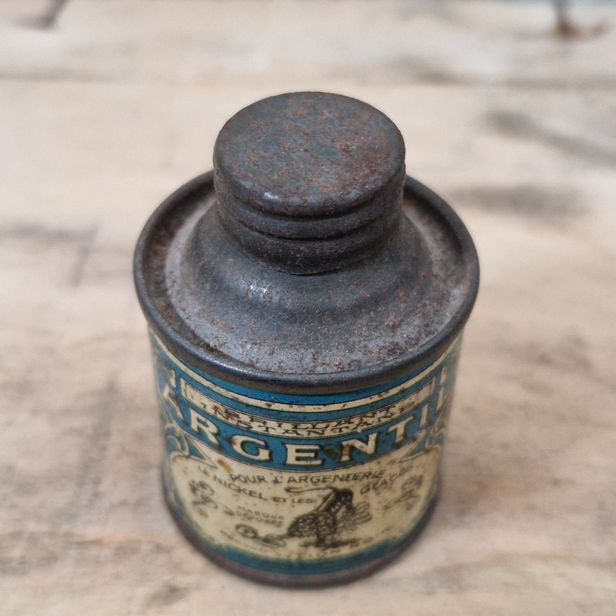 Rare mini sample tin "Argentil" - Lion Noir, circa 1910