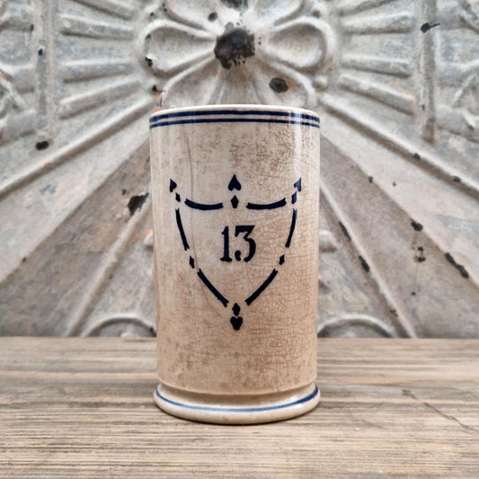 Archer’s mug no. 13 with blue coat of arms decoration - Sarreguemines