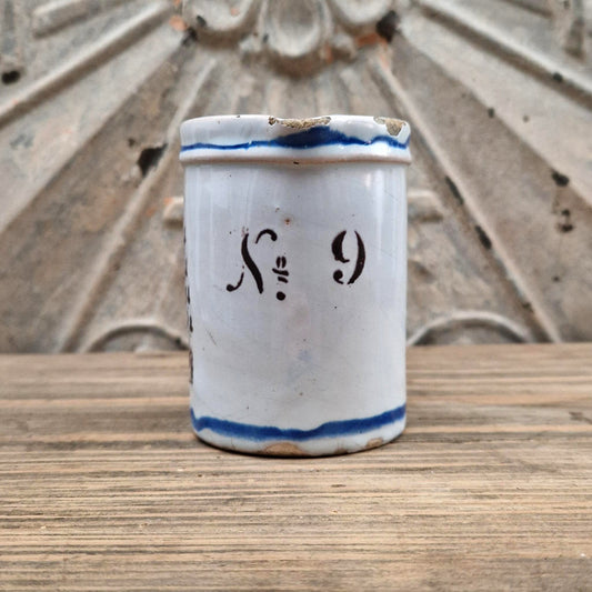 Faience archer's pitcher no. 9 with blue rims - 19th century