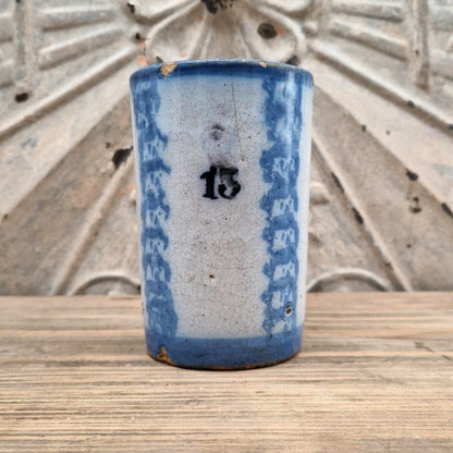 Archer's tankard no. 13 with blue sponge-painted decoration - 19th century