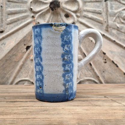 Archer's tankard no. 13 with blue sponge-painted decoration - 19th century