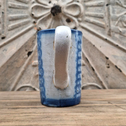 Archer's tankard no. 13 with blue sponge-painted decoration - 19th century