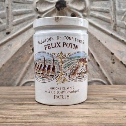 Ancien pot publicitaire polychrome  « Félix Potin »