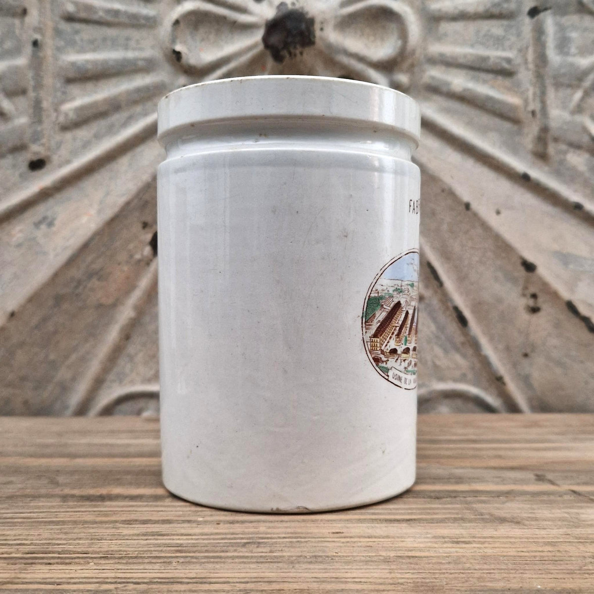 Ancien pot publicitaire polychrome  « Félix Potin »