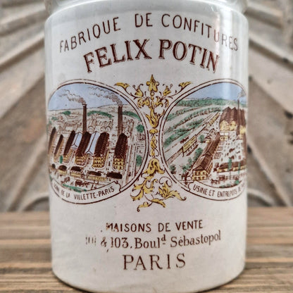 Ancien pot publicitaire polychrome  « Félix Potin »