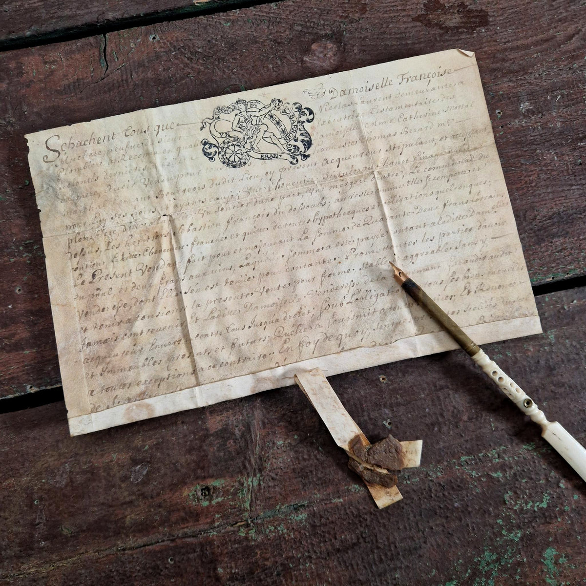 Acte manuscrit sur parchemin - Début XVIIIe siècle