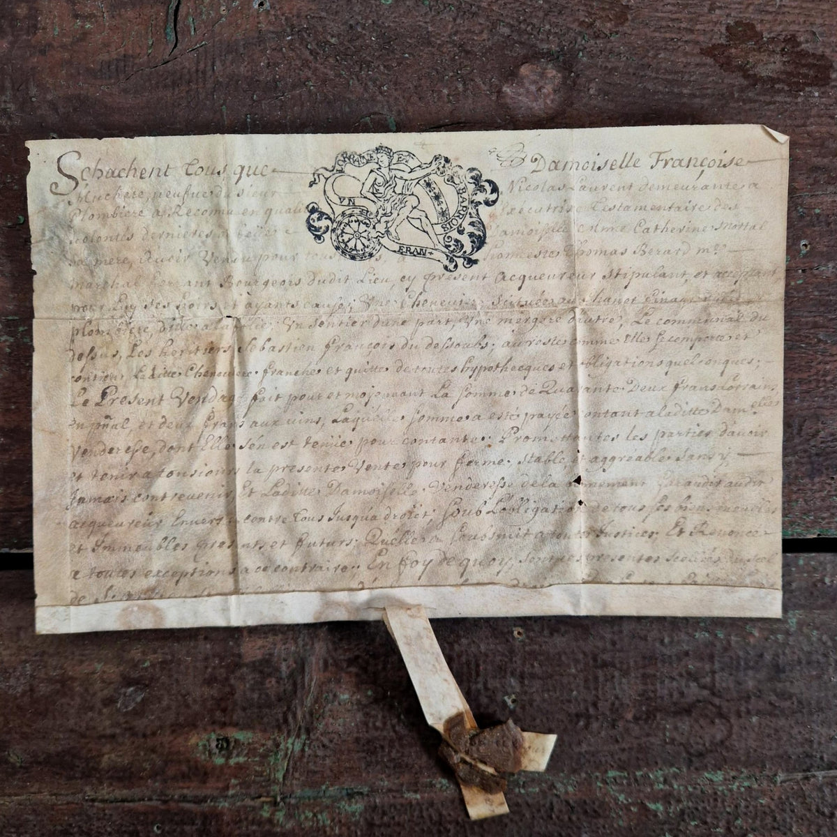 Acte manuscrit sur parchemin - Début XVIIIe siècle