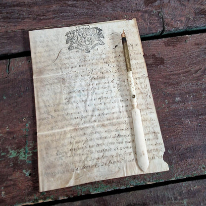 Parchemin manuscrit à timbre armorié - 1739, 4 pages