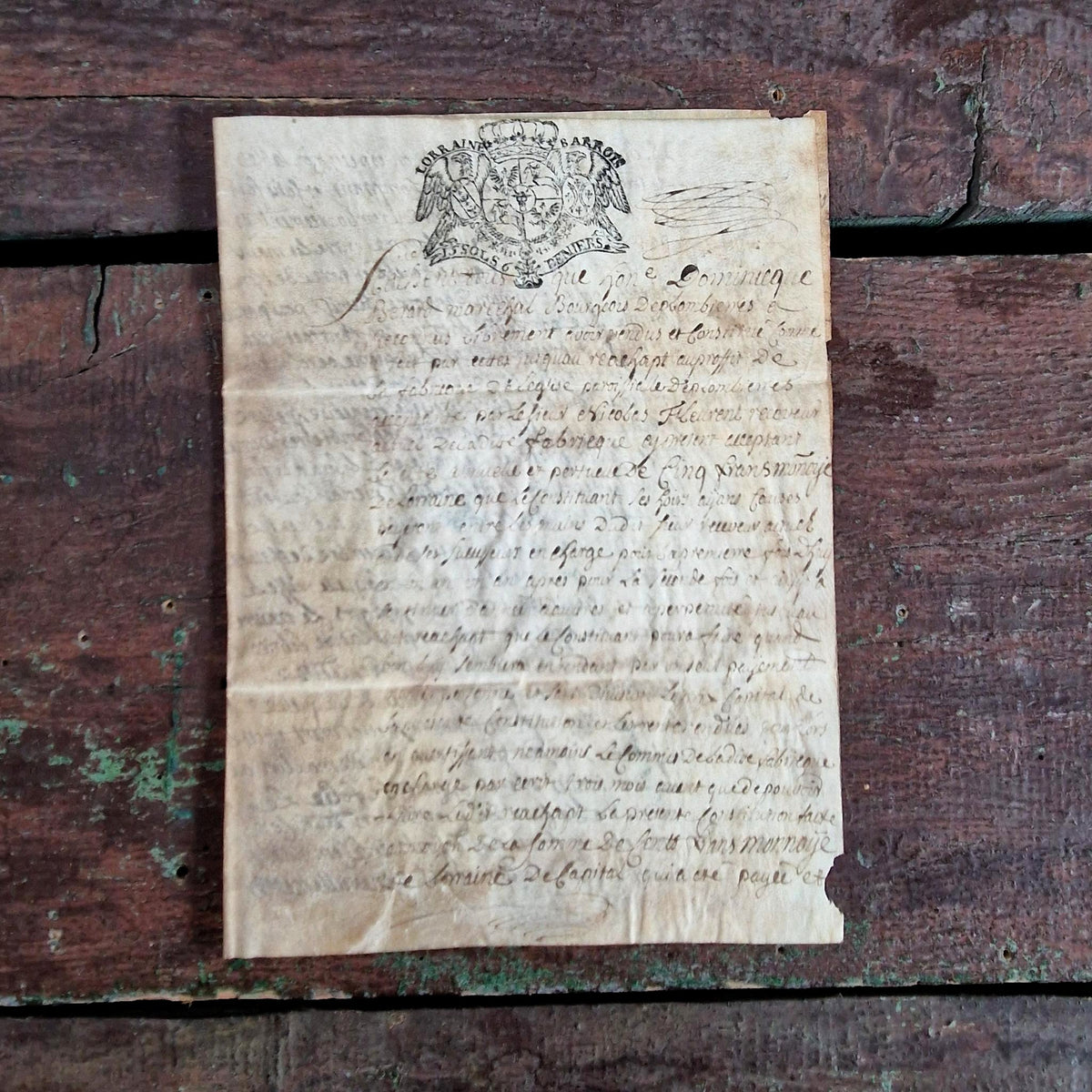 Parchemin manuscrit à timbre armorié - 1739, 4 pages