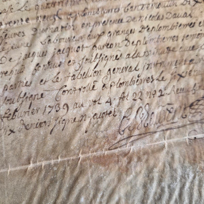 Parchemin manuscrit à timbre armorié - 1739, 4 pages