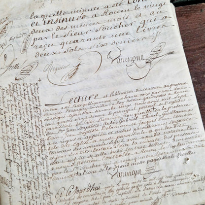 Acte manuscrit, calligraphie et paraphes - 1780, 12 pages