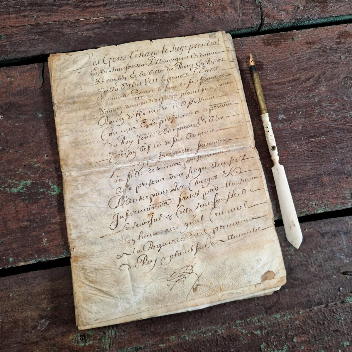 Cahier sur parchemin, 1660 - 7 pages manuscrites