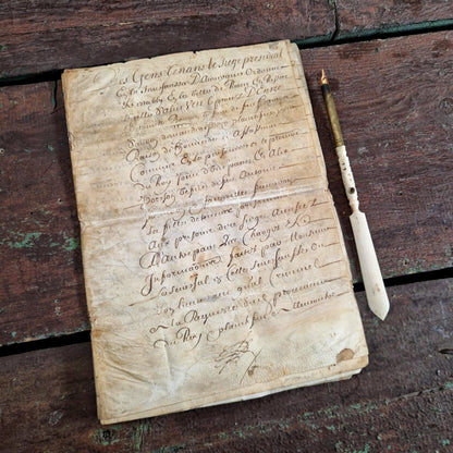 Cahier sur parchemin, 1660 - 7 pages manuscrites