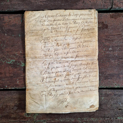Cahier sur parchemin, 1660 - 7 pages manuscrites