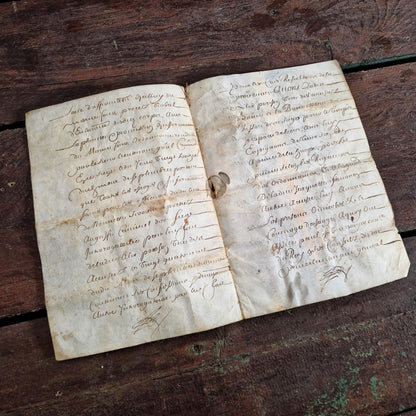 Cahier sur parchemin, 1660 - 7 pages manuscrites