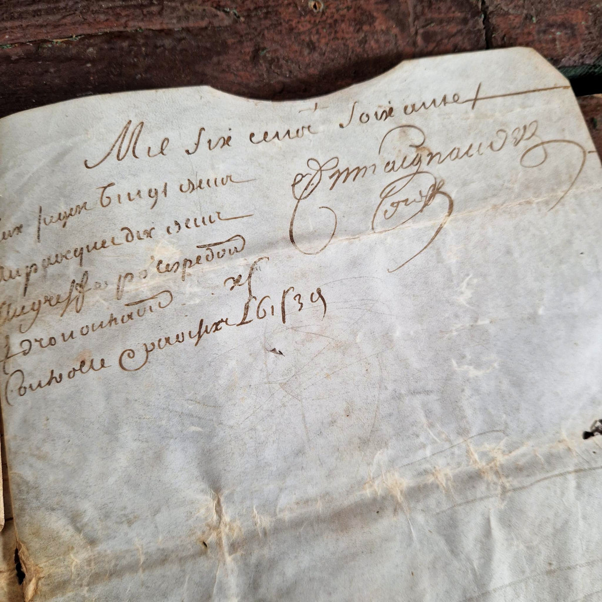 Cahier sur parchemin, 1660 - 7 pages manuscrites