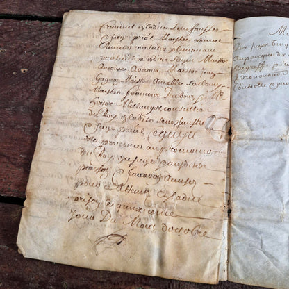 Cahier sur parchemin, 1660 - 7 pages manuscrites