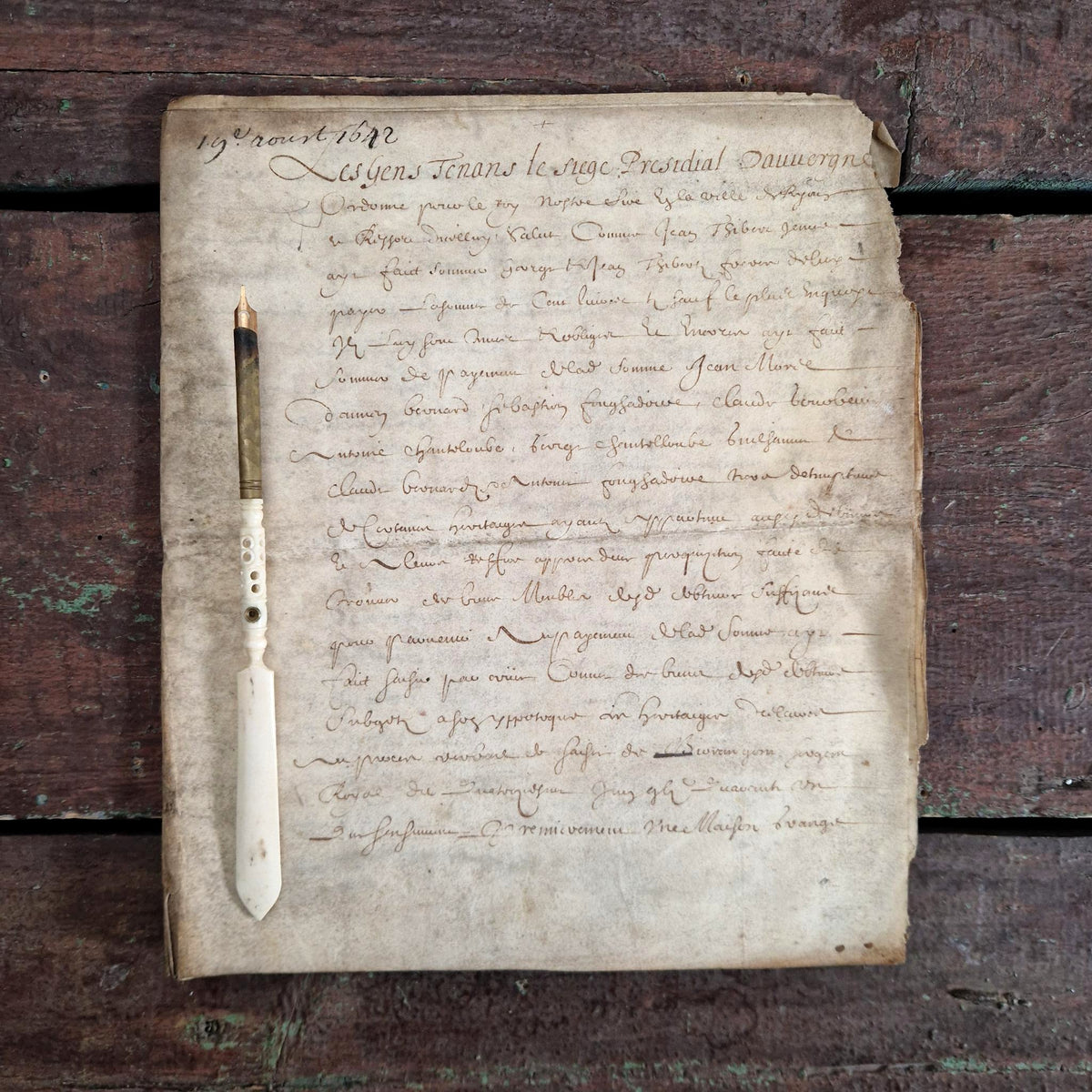 Ancien cahier manuscrit judiciaire - 1642 - 14 pages