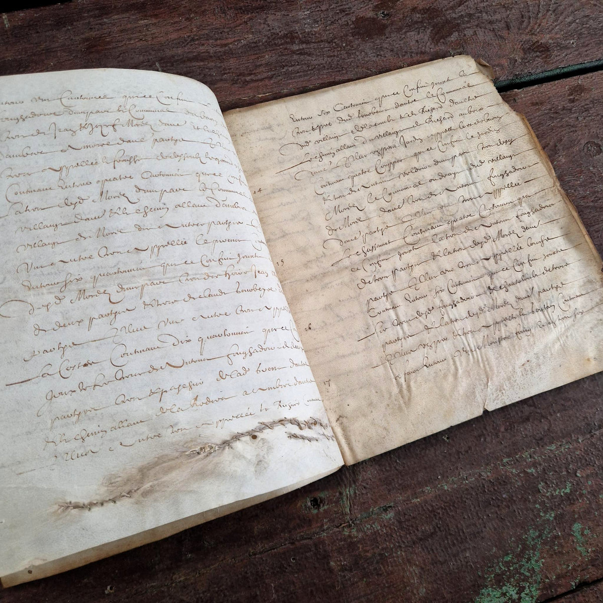 Ancien cahier manuscrit judiciaire - 1642 - 14 pages