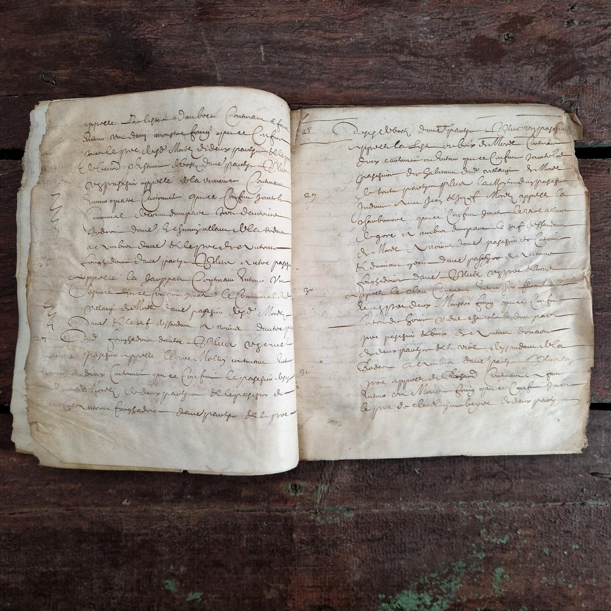 Ancien cahier manuscrit judiciaire - 1642 - 14 pages