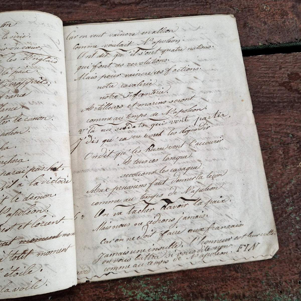 Manuscrit de chansons populaires et militaires - XIXe