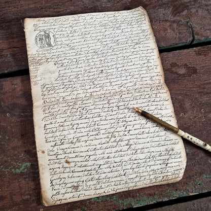 Cahier manuscrit à timbres royaux, Ambert - 1829 - 12 pages