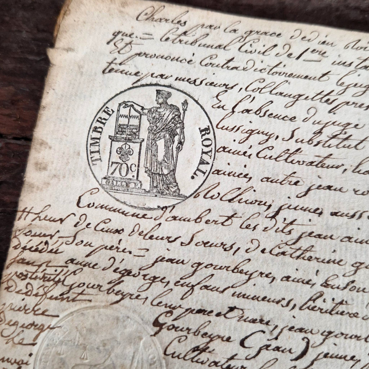 Cahier manuscrit à timbres royaux, Ambert - 1829 - 12 pages
