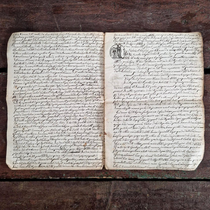 Cahier manuscrit à timbres royaux, Ambert - 1829 - 12 pages