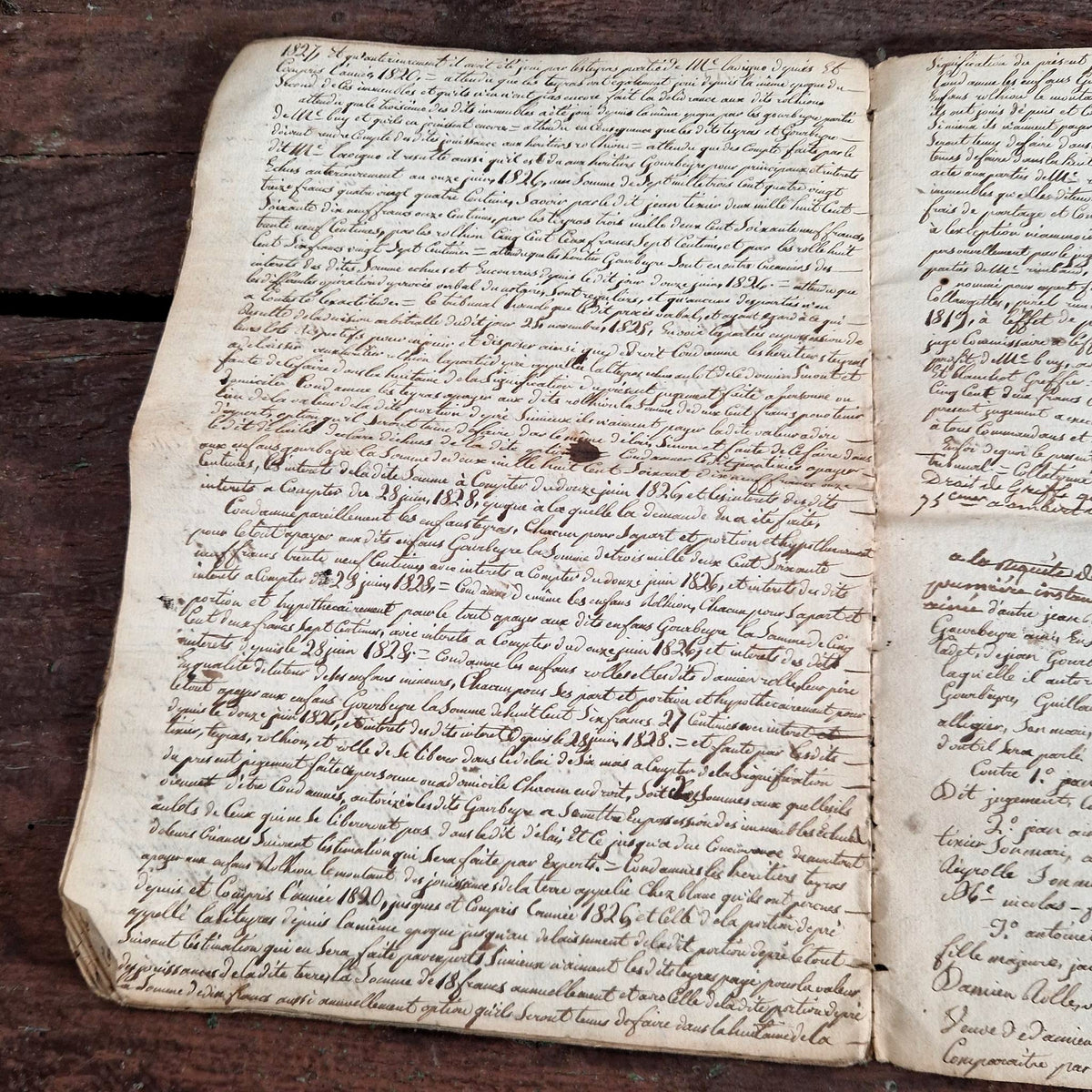 Cahier manuscrit à timbres royaux, Ambert - 1829 - 12 pages