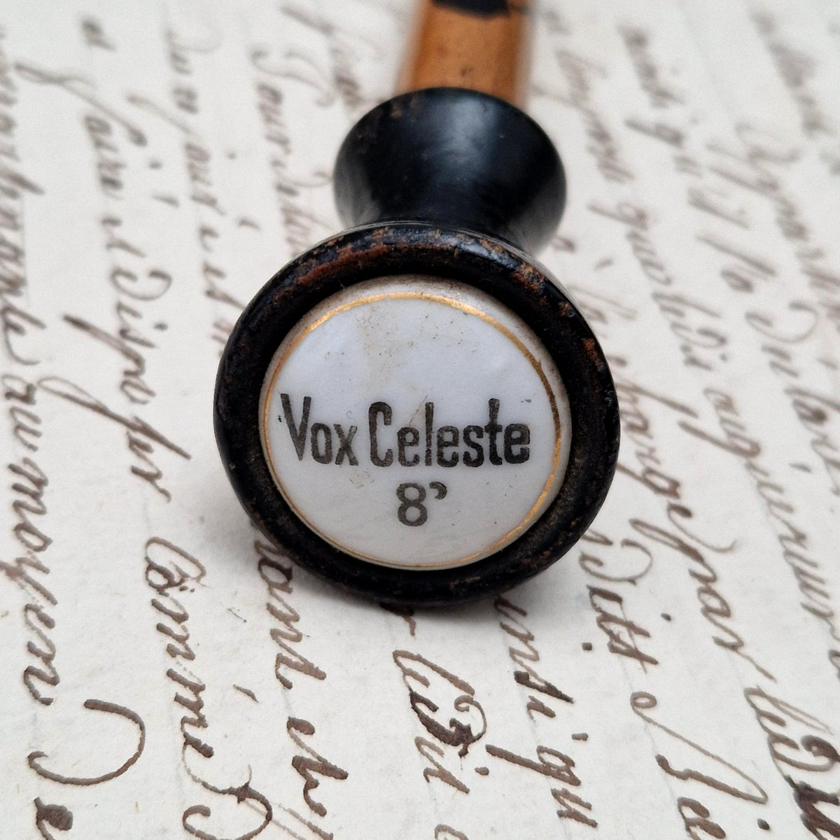 Tirette d'orgue avec bouton émaillé Voix Celeste