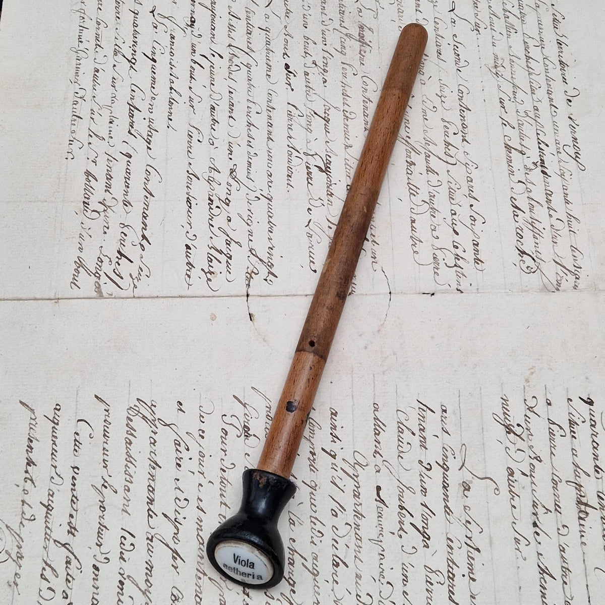 Tirette d’orgue avec bouton émaillé « Viola aetheria »