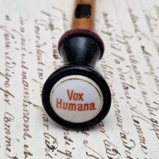Tirette d’orgue avec bouton émaillé « Voix humaine »