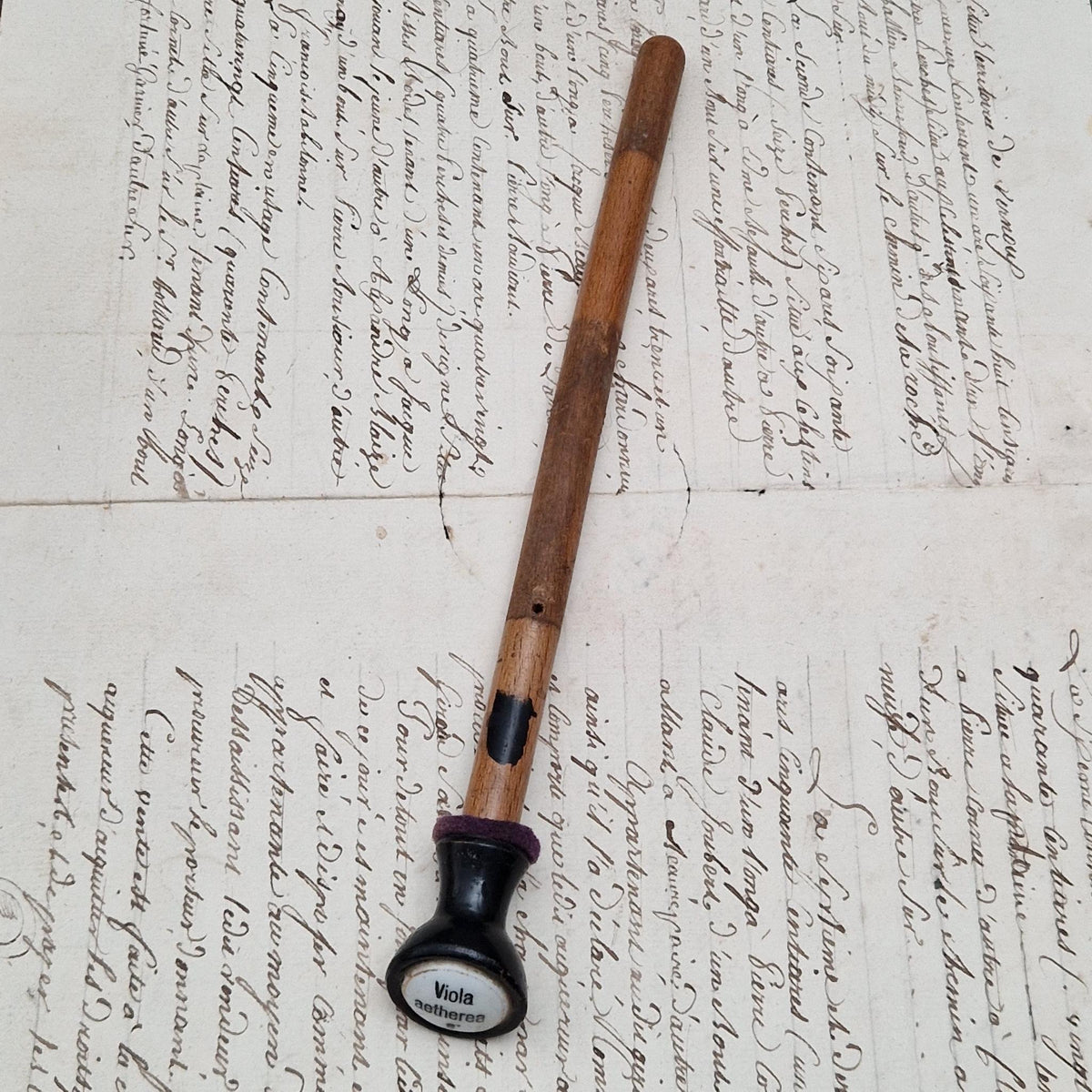 Tirette d’orgue avec bouton émaillé « Viola aetherea »