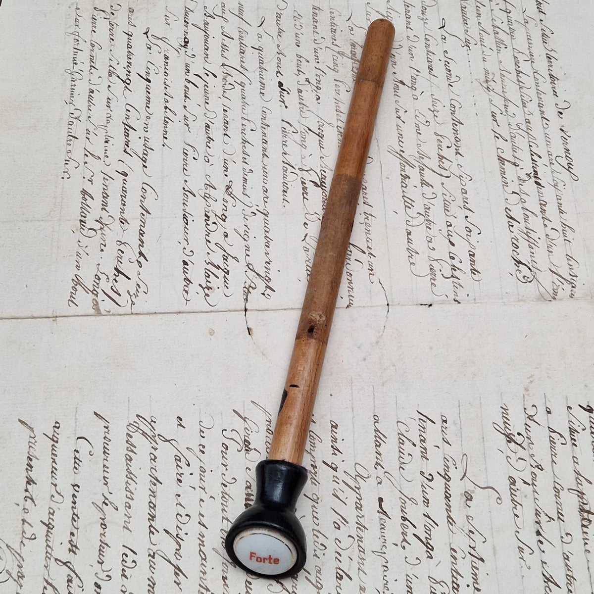 Tirette d'orgue avec bouton émaillé « Forte »