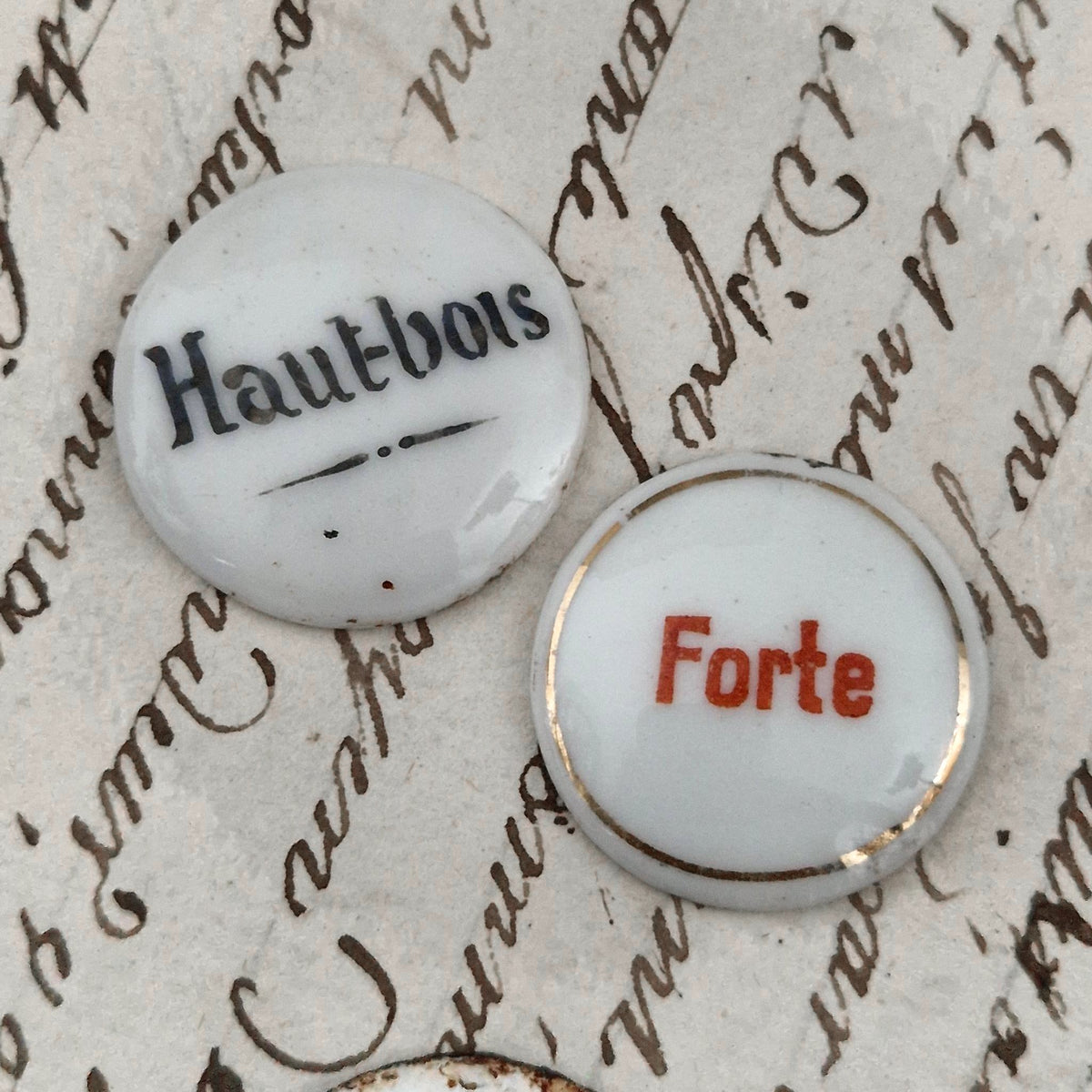 Lot de 4 boutons de registres d’orgue - Vers 1900