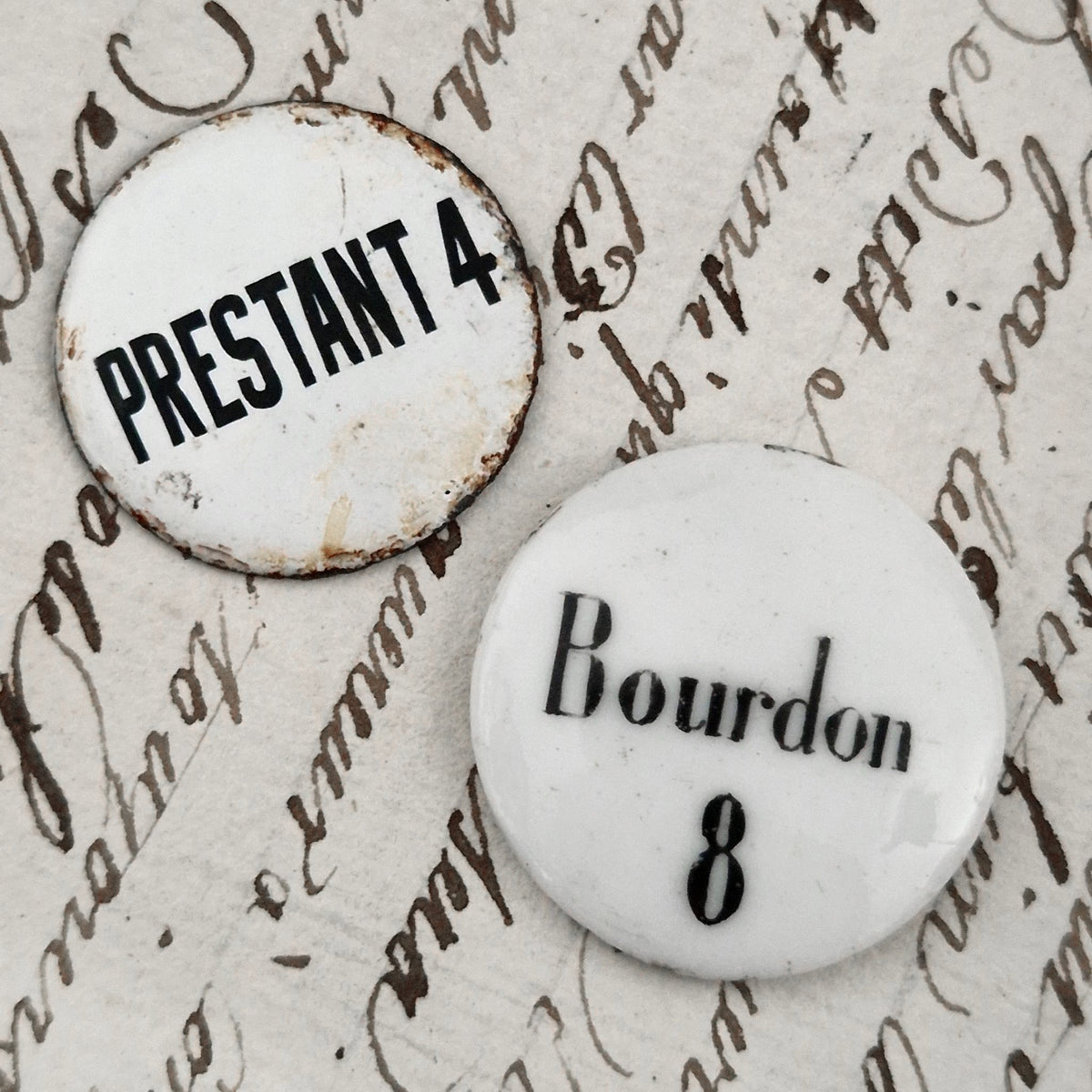 Lot de 4 boutons de registres d’orgue - Vers 1900