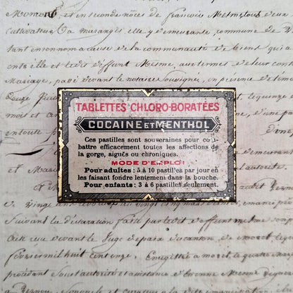 Ancienne boîte de pastilles à la cocaïne et menthol - Vers 1916