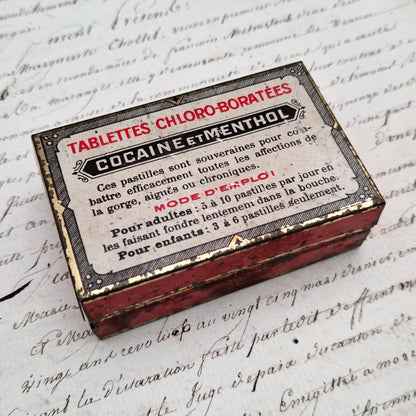 Ancienne boîte de pastilles à la cocaïne et menthol - Vers 1916