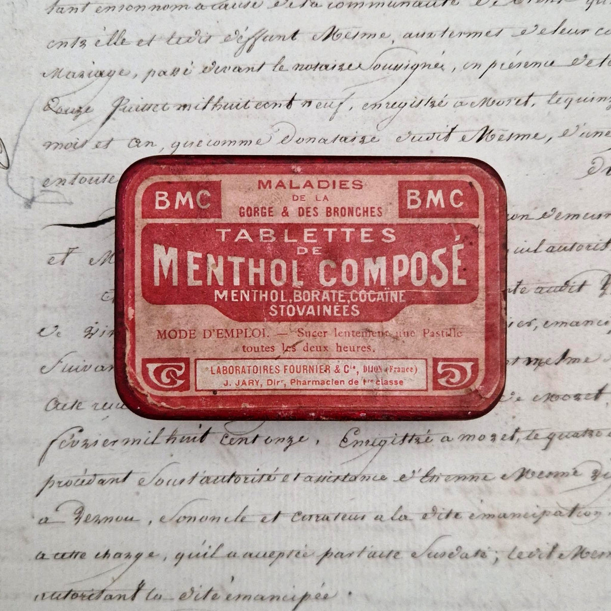 Ancienne boîte de pastilles à la cocaïne Menthol composé