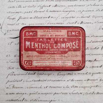 Ancienne boîte de pastilles à la cocaïne Menthol composé