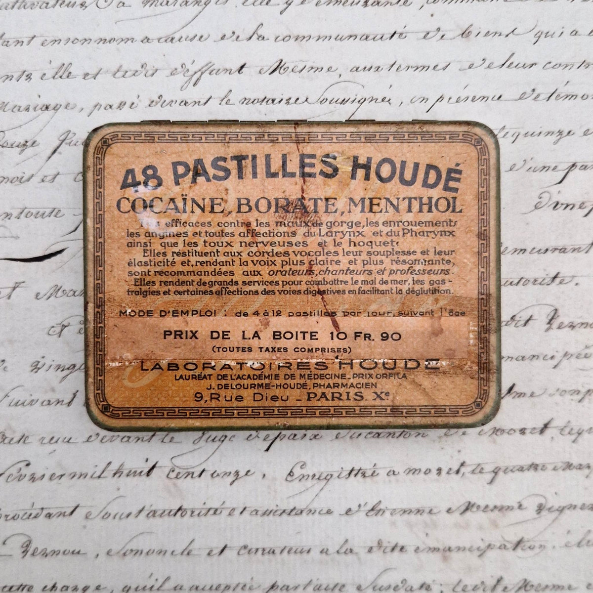 Ancienne boîte de pastilles à la cocaïne - Houdé Paris