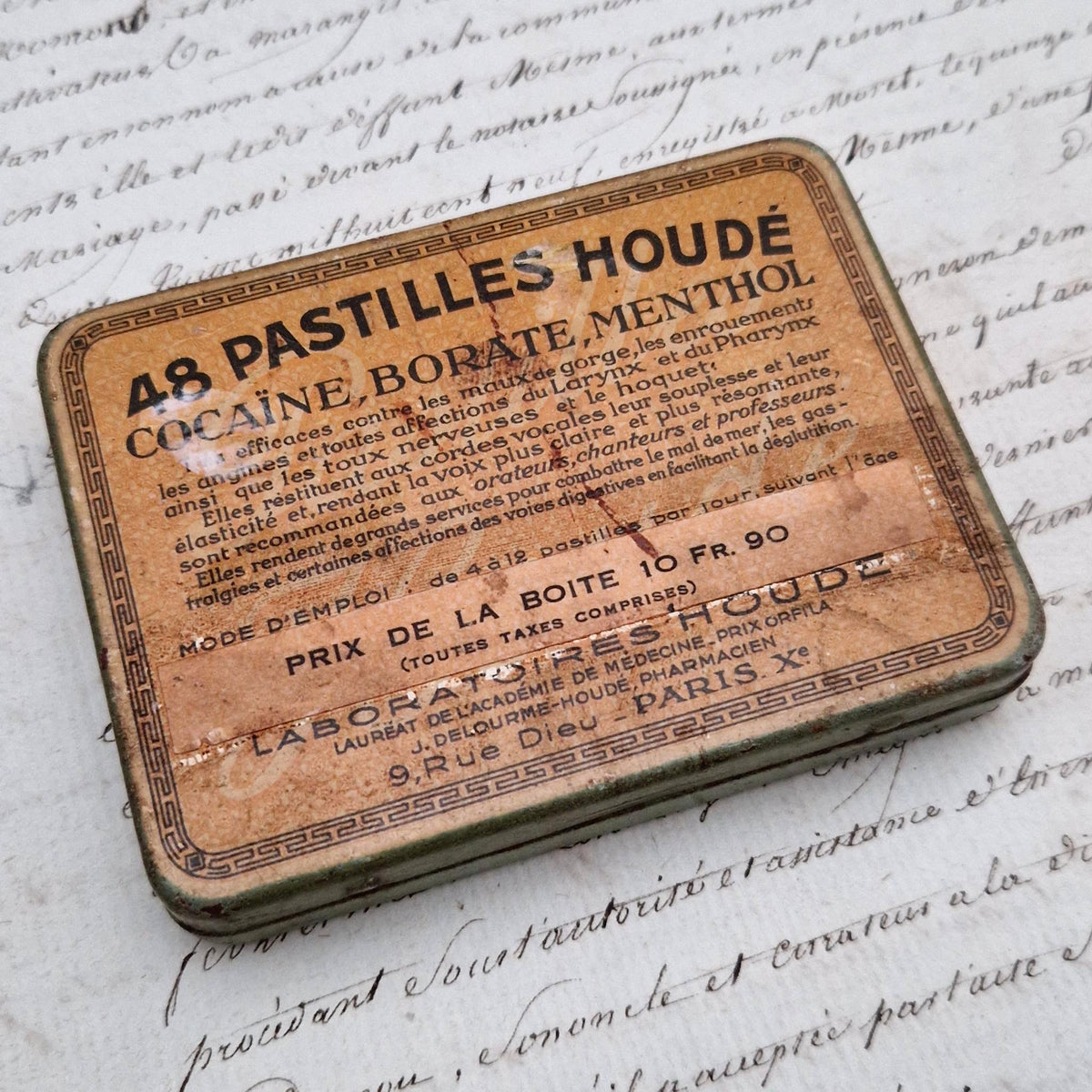 Ancienne boîte de pastilles à la cocaïne - Houdé Paris