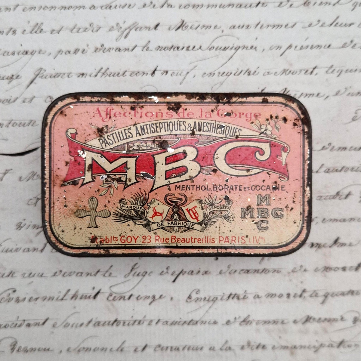 Box of MBC cocaine lozenges, Goy Paris - Circa 1900