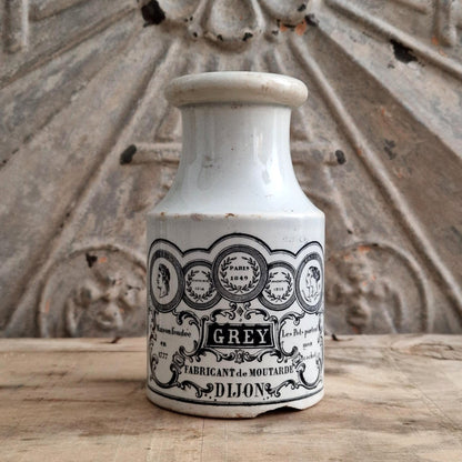 Rare Grey Dijon mustard pot - Creil & Montereau - 1856 / 1860