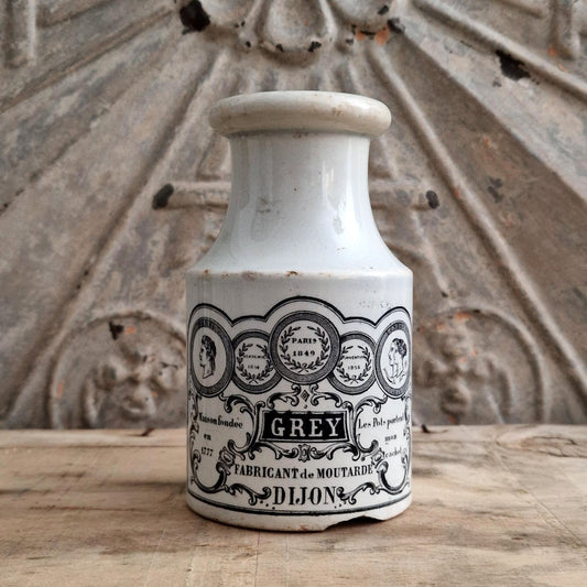 Rare Grey Dijon mustard pot - Creil & Montereau - 1856 / 1860