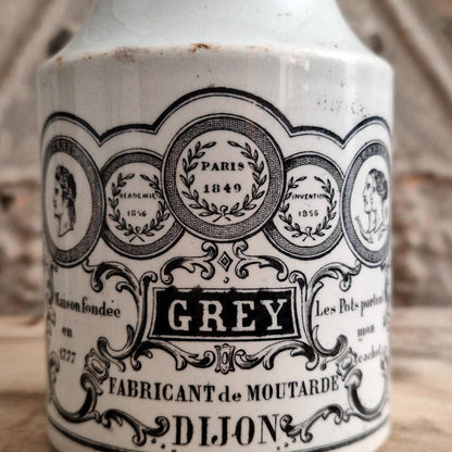 Rare Grey Dijon mustard pot - Creil & Montereau - 1856 / 1860
