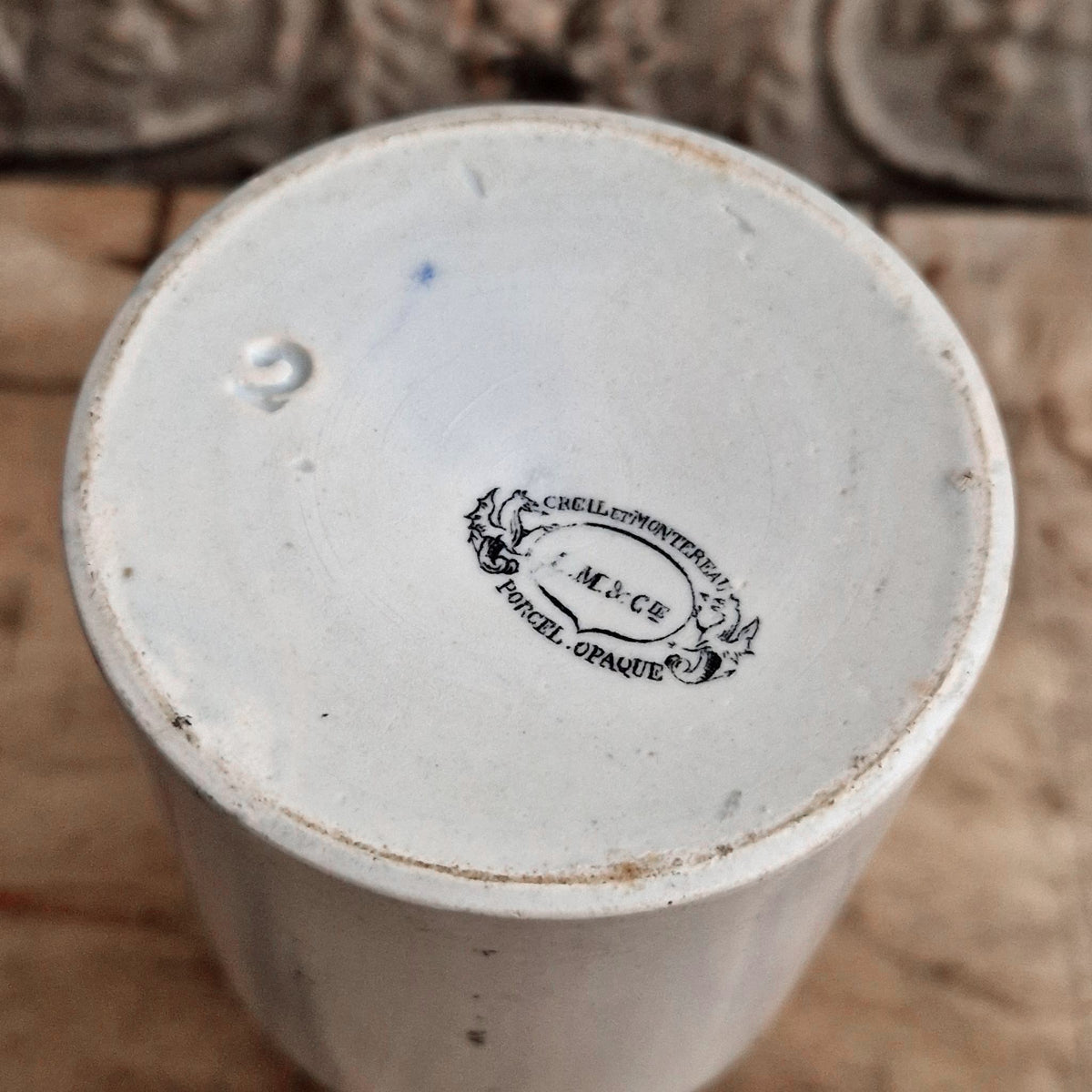 Pot à moutarde Grey aux armoiries impériales - Creil et Montereau - 1860 / 1866