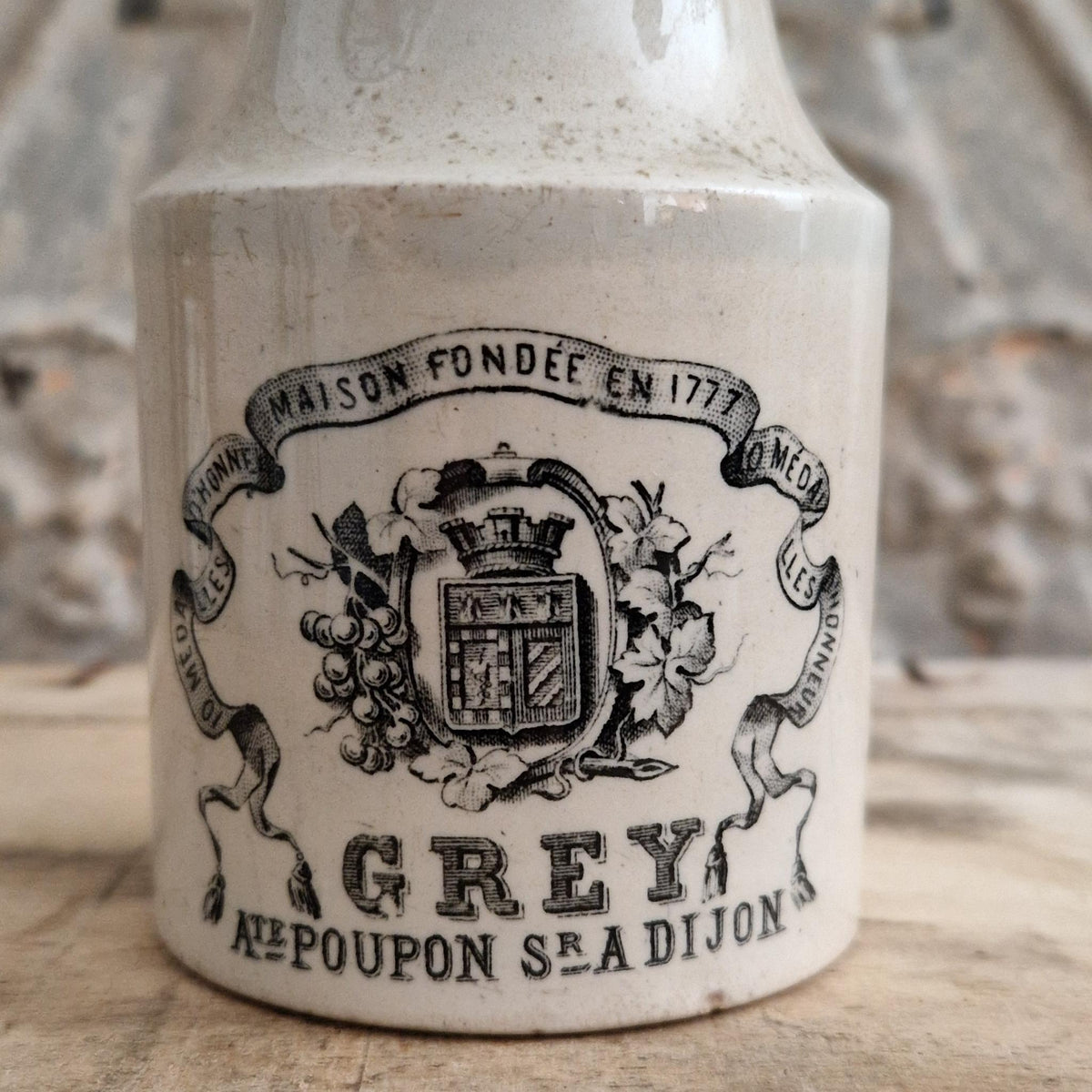 Grey Mustard Pot - Auguste Poupon - Creil & Montereau - 1877 / 1888
