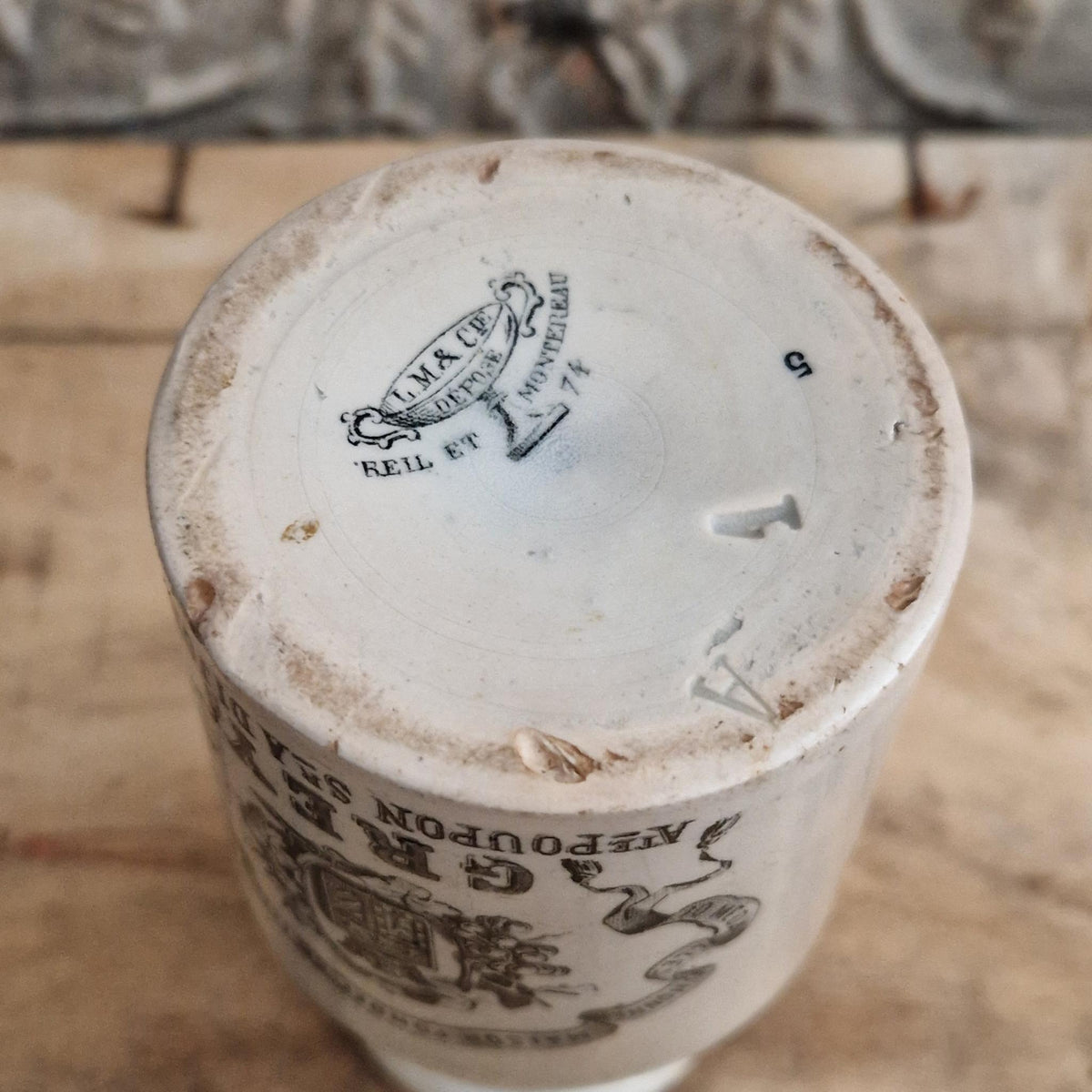 Grey Mustard Pot - Auguste Poupon - Creil & Montereau - 1877 / 1888