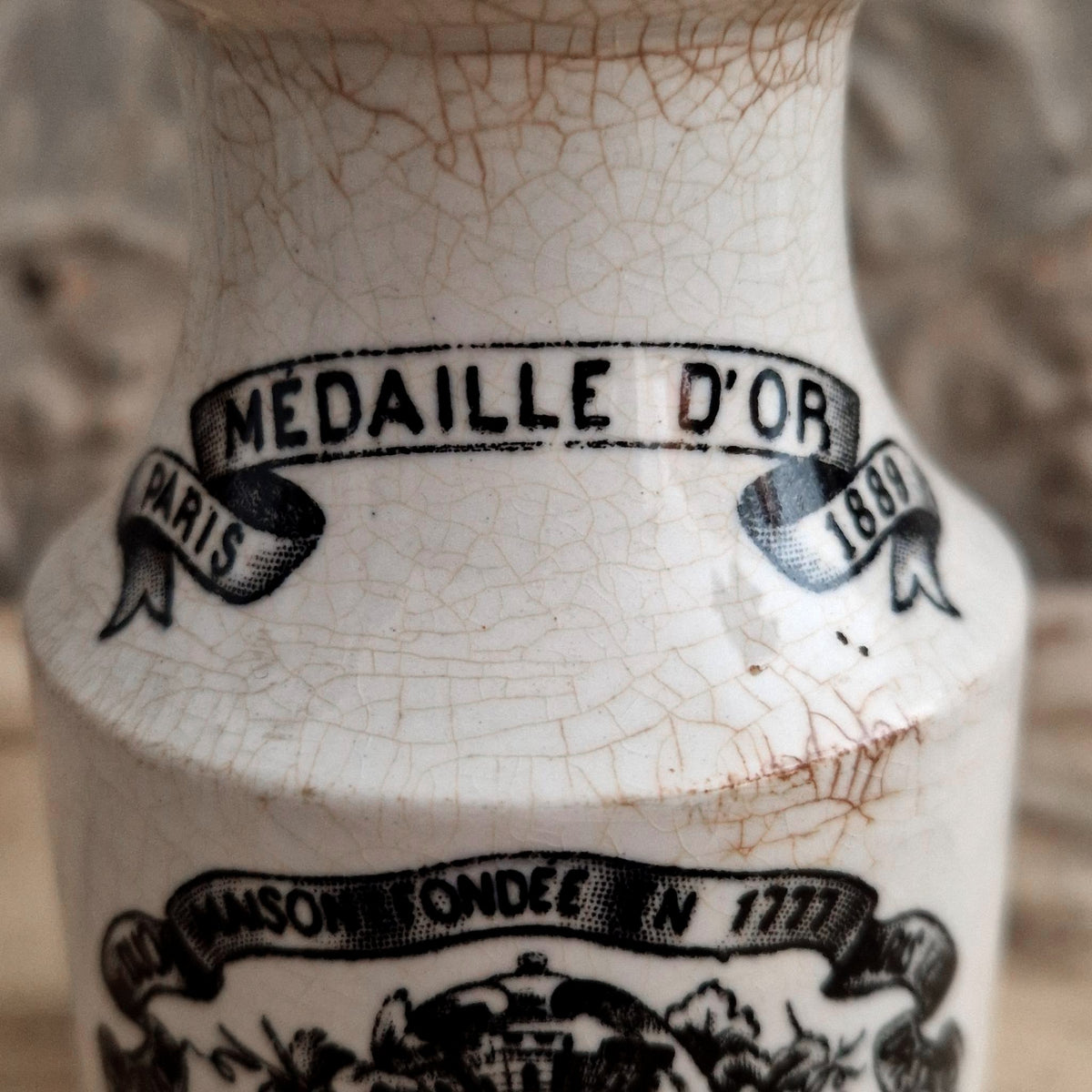 Grey-Poupon Mustard Pot - Opaque by Sarreguemines - 1889